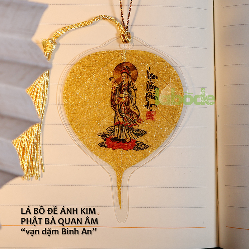 Lá Bồ Đề Phật Bà Quan Âm Ánh Kim vạn dặm bình an