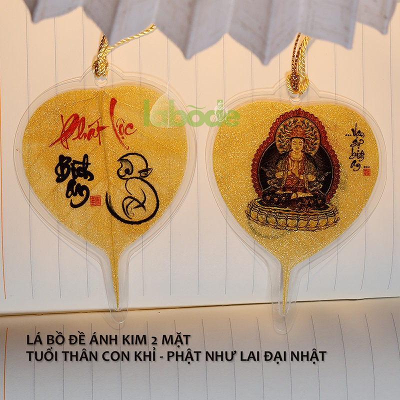 Lá Bồ Đề Tuổi Thân 2 Mặt Ánh Kim phật bản mệnh như lai đại nhật